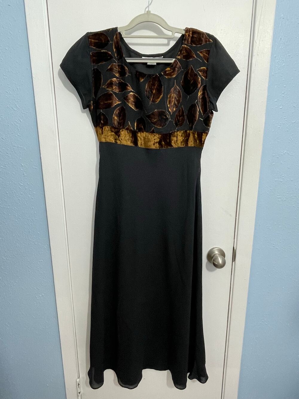 Y2k Urban Angel Dress Dress Small Velvet Burnout Black Copper Leaves Whimsigoth